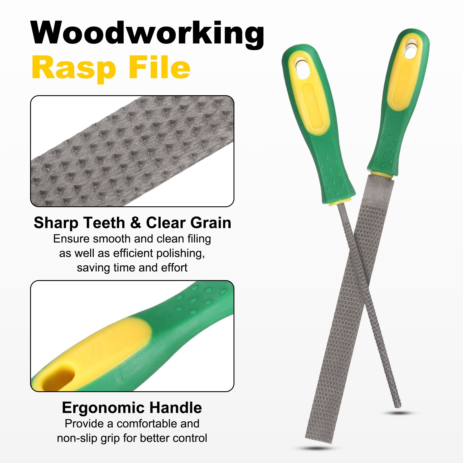 Wood Rasp File 10" Steel Flat Rasp File with Plastic Handle