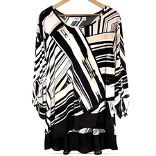 Cato Plus Tunic Women's Size 18/20W Abstract 3/4 Roll Tab Sleeve Shirt Top