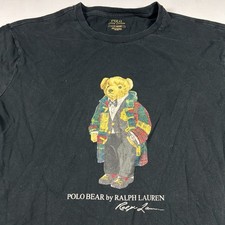 Polo Ralph Lauren Mens Black Polo Bear Graphic T-Shirt Large 100 Cotton Preppy