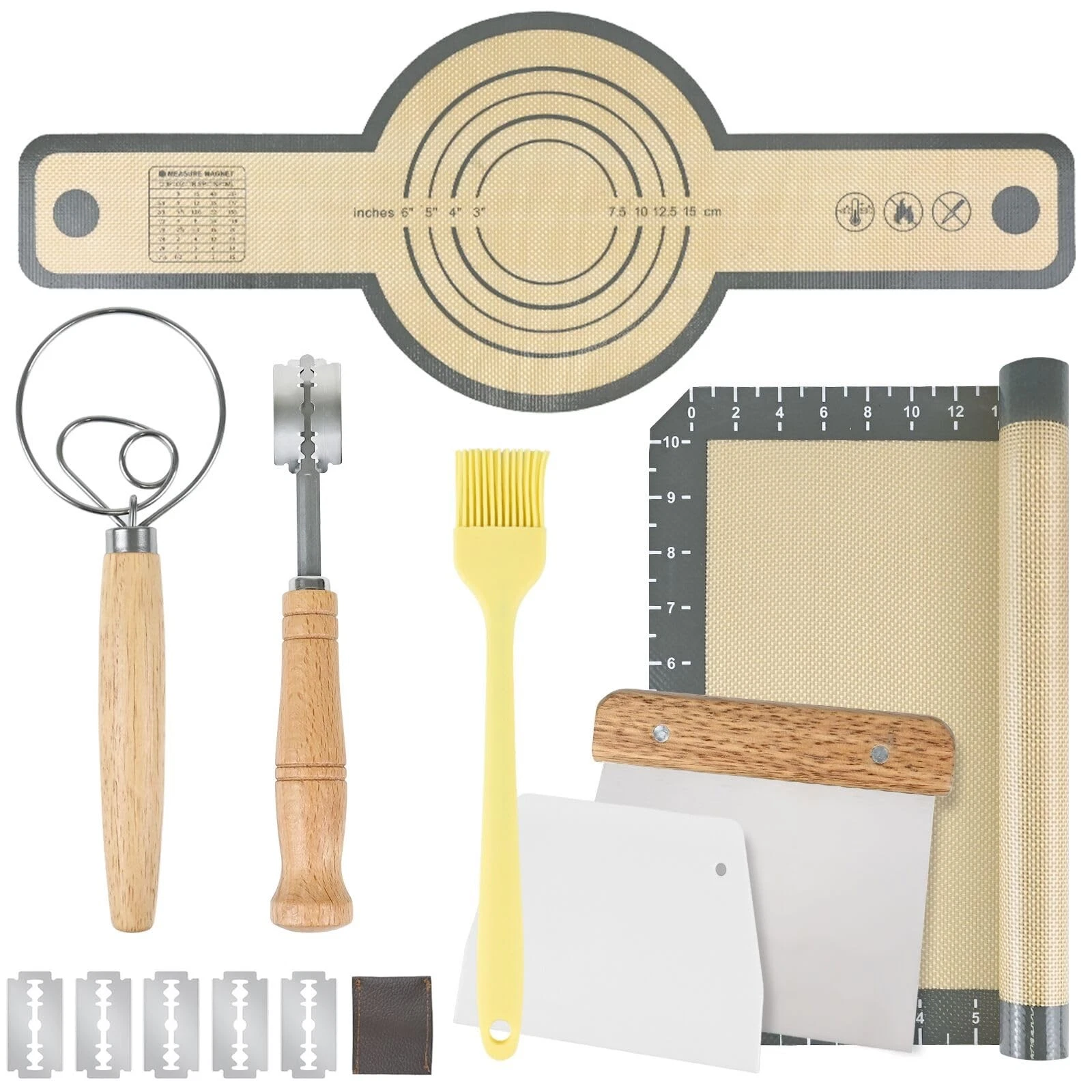 Bread Making Tools Set of 7, Including Silicone Pastry Mat, Round Baking Mat,...
Opens in a new wind