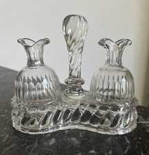 Huilier Vinaigrier Signé En Cristal De Baccarat Bambou