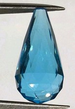 Natural Super Swiss Blue Topaz Briolette Cut Loose Gemstone  18.4 x 8.8 MM