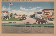 Rehoboth Avenue Boardwalk,Rehoboth Beach,DE Sussex County Linen Vintage Postcard