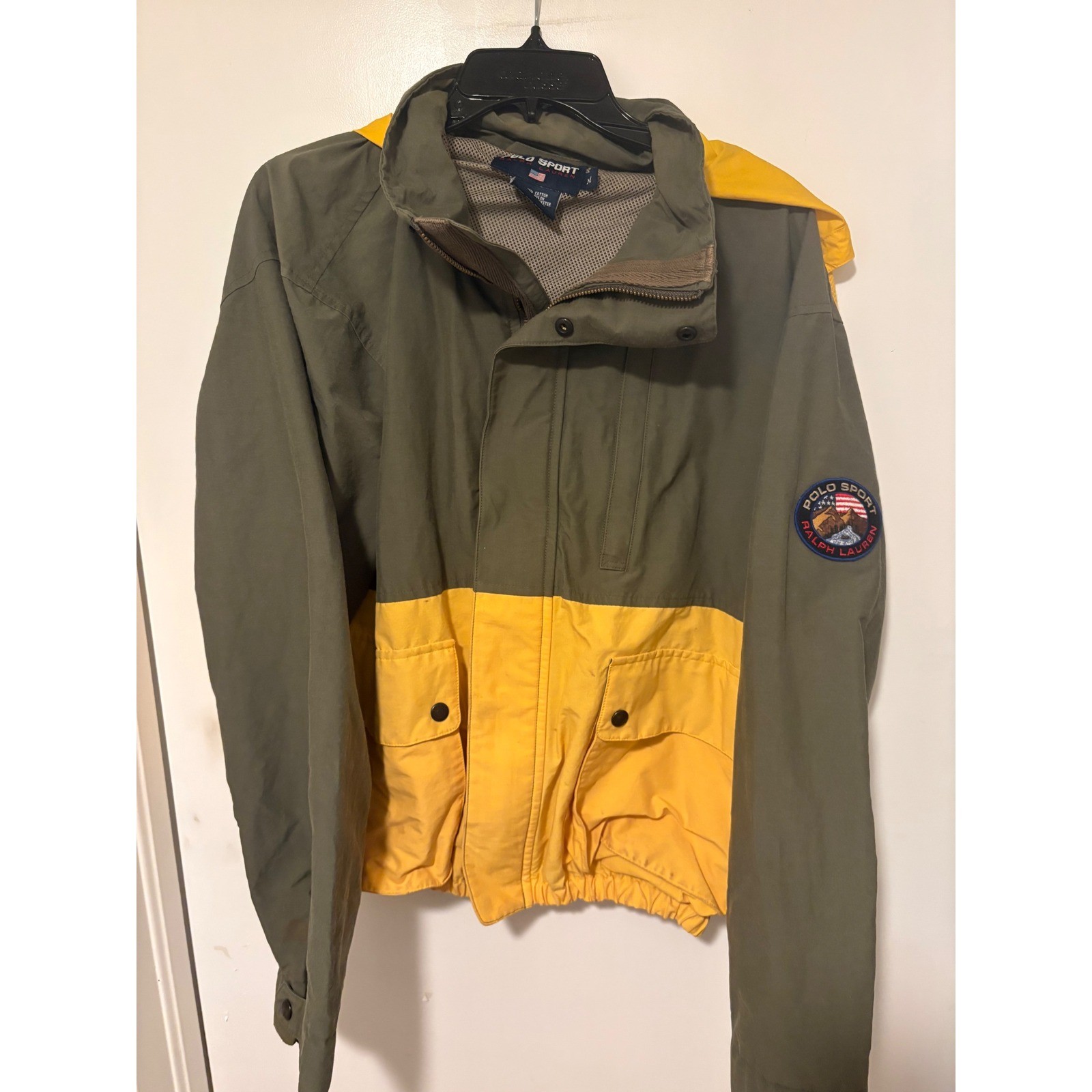Polo Sport Ralph Lauren Vintage Colorblock Windbreaker Jacket Green Yellow Mens