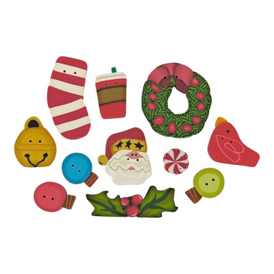 Just Another Button Lover's Club Merry Christmas Box JABC Santa Wreath Holly HTF