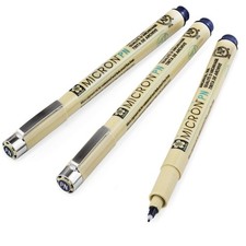 Fineliner Pens 0.4mm/0.5mm Blue Black - Pack of 3 - Ideal for Art Writing