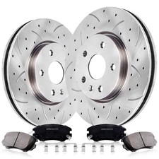 Front Drilled and Slotted Brake Pads and Rotors Kit Ceramic Automotive