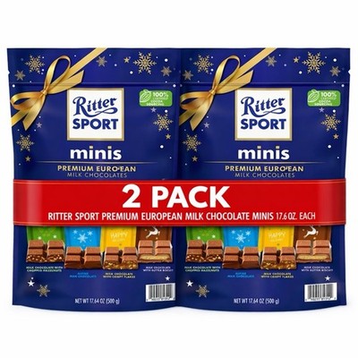 Ritter Sport Chocolate Minis 2 Pack 17.6oz Each Premium European Milk Chocolate