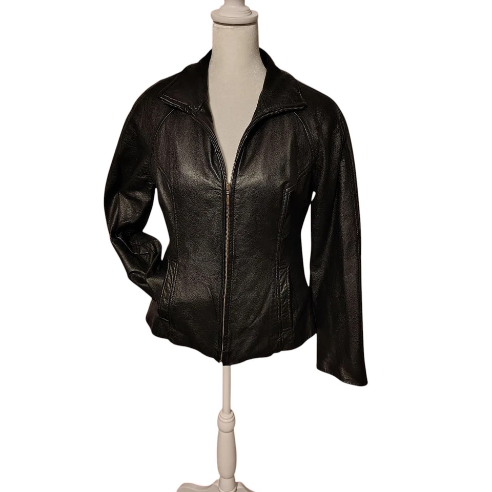 Conjunto completo Wilson's Riding Leathers talla M chaqueta negra, pantalones y camisa Harley para mujer Foto 3 de 4