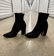 Steven by Steve Madden Black Suede Block Heel Ankle Boots