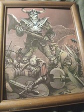 Chris Achilleos "Who Dies First" Art In 8x10" Vintage Wood Frame. Undead Warrior