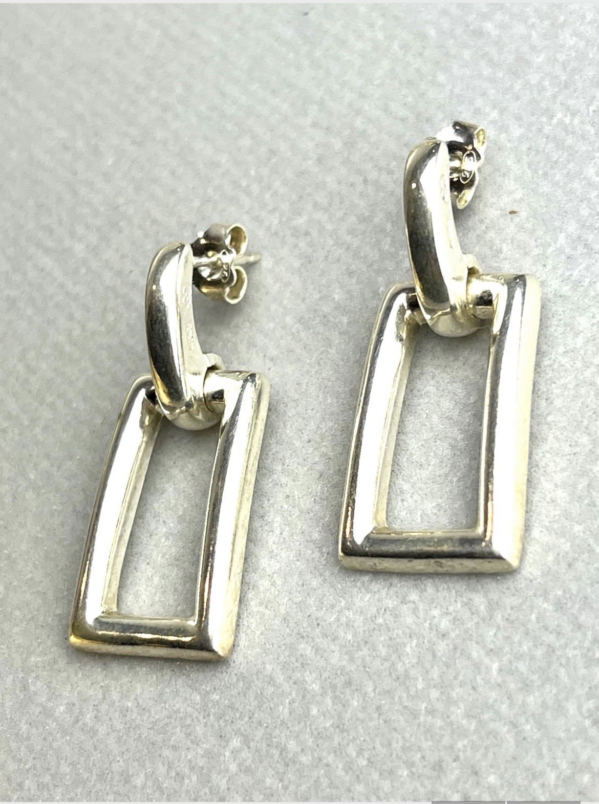 Vintage  Earrings Silver  925 Rectangular Italy V… - image 4