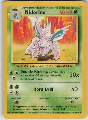 Pokemon TCG Nidorino Uncommon Base Set 037/102