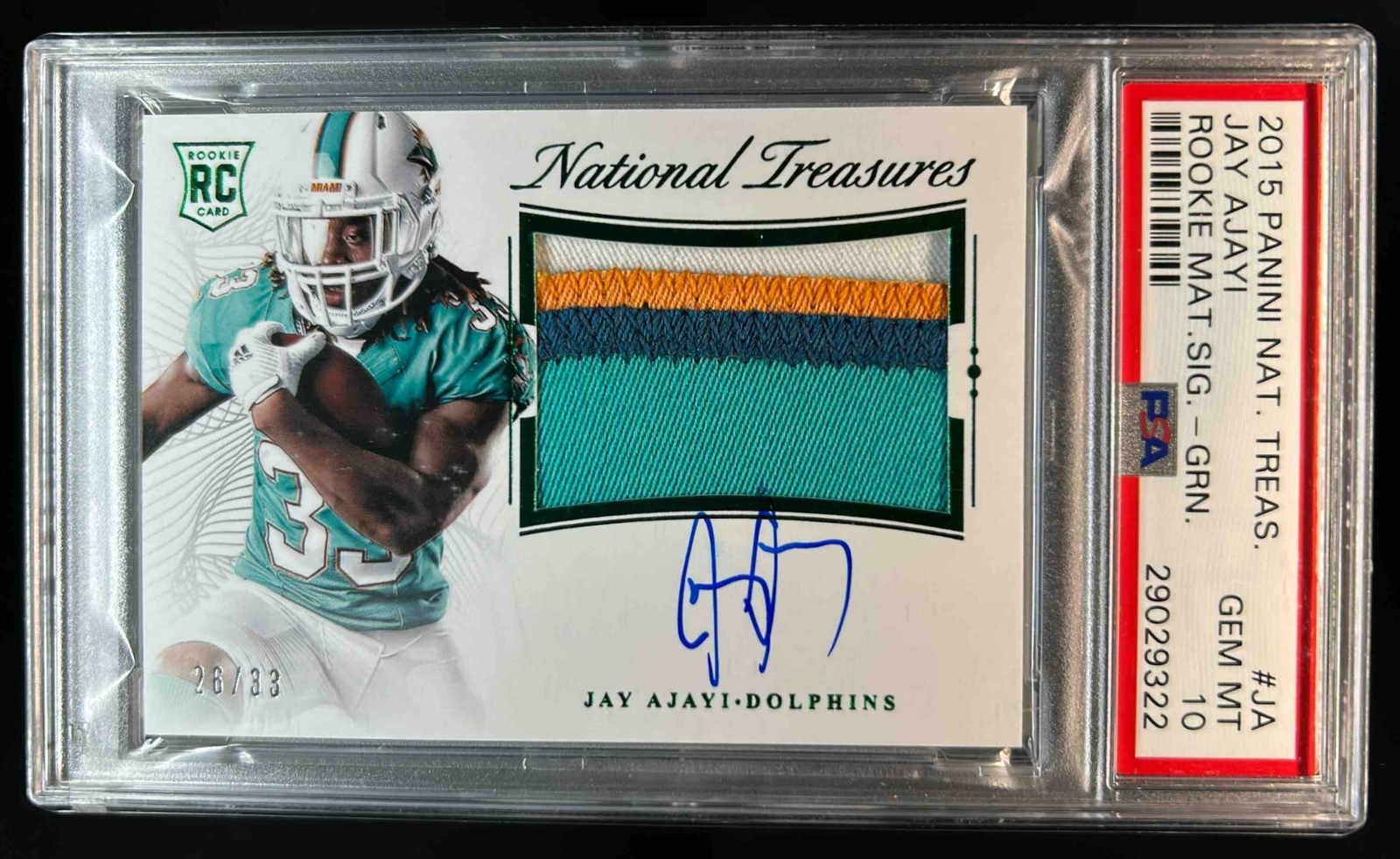 Jay Ajayi Panini National Treasures Rookie Material Signature Rps #JA Green Numbers