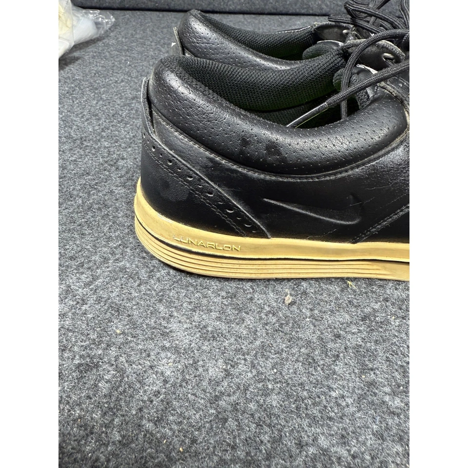 Nike Lunar Swingtip Leather Golf Shoes Mens Size 10.5 Black Wingtip Gum Sole - Image 3 of 4