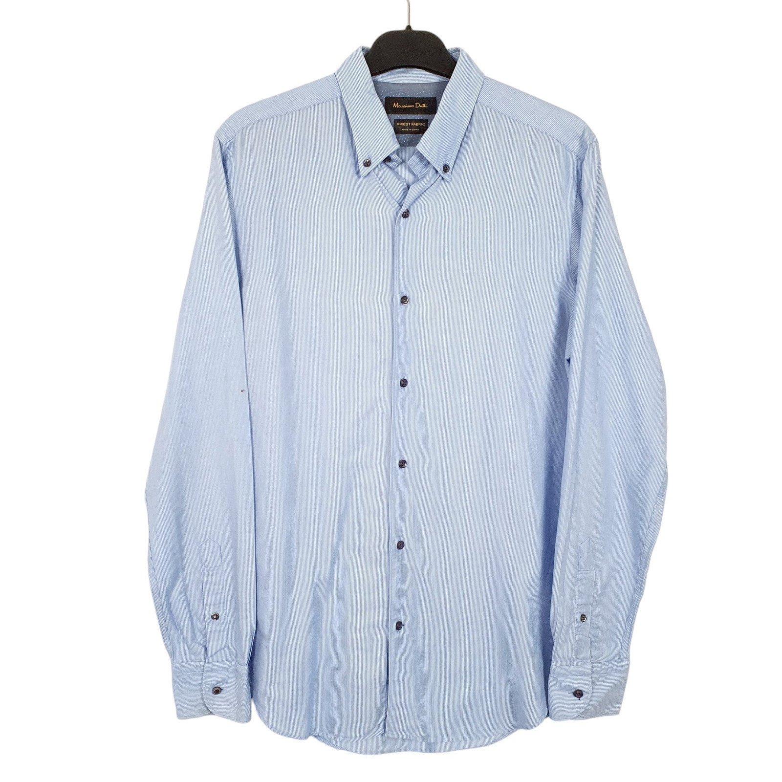 MASSIMO DUTTI Blue Striped Shirt Long Sleeve Casual Cotton Mens S