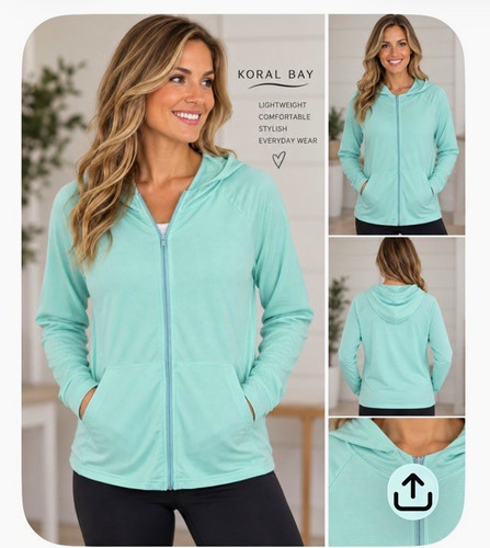 Koral Women's Full Zip Hooded Jacket w/ Pockets Lightweight Blue Size M