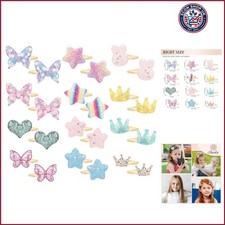 24 Pack Toddler Hair Clips For Girls, Glitter Snap Barrettes  12 Styles, Sta...