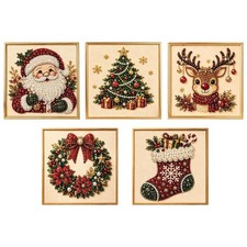 DIY Christmas Pearl Diamond Painting Art Kit with Frame, Christmas Pearl Beads A