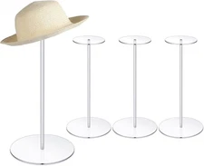 4 Pcs Acrylic Hat Stand 12" Adjustable Clear Wig Hat Display Rack Height Tabl...