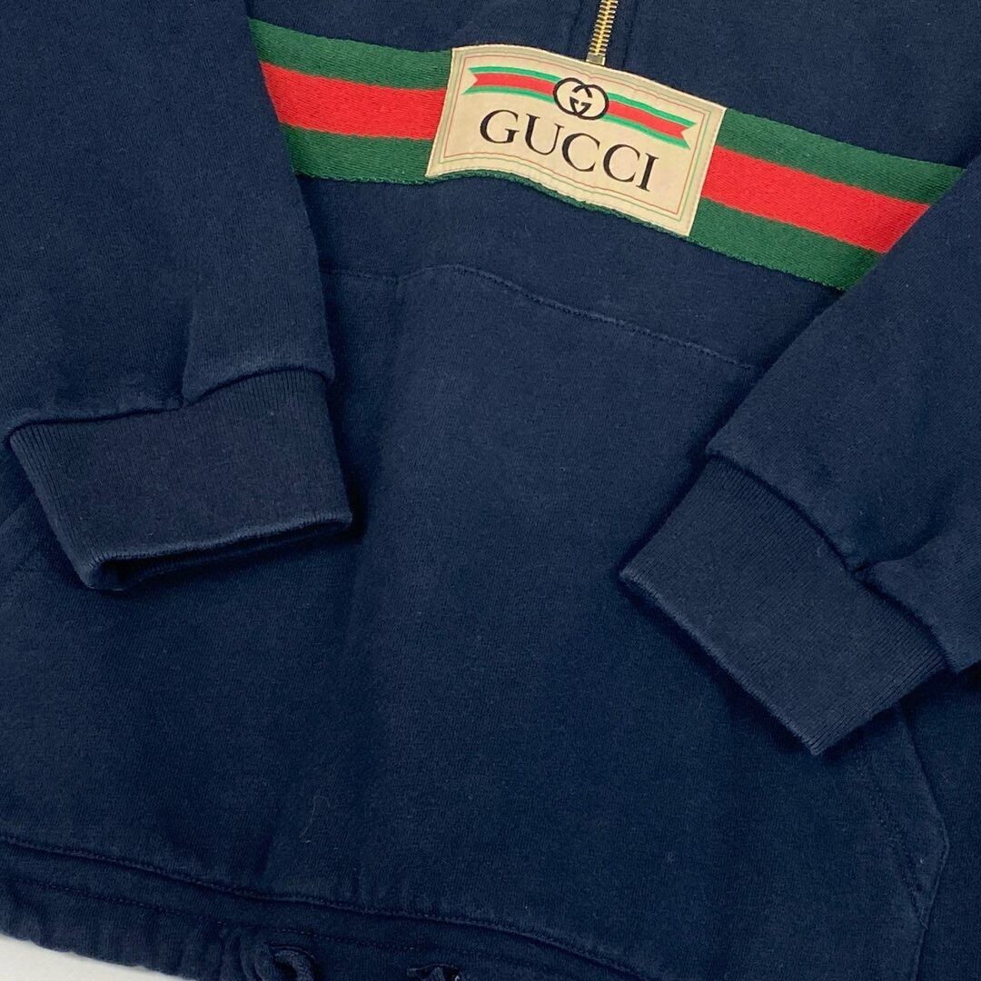 10a13 GUCCI Half Zip Sweatshirt Hoodie Long Sleeve Front Logo GG Used AYAN-0 thumbnail 6
