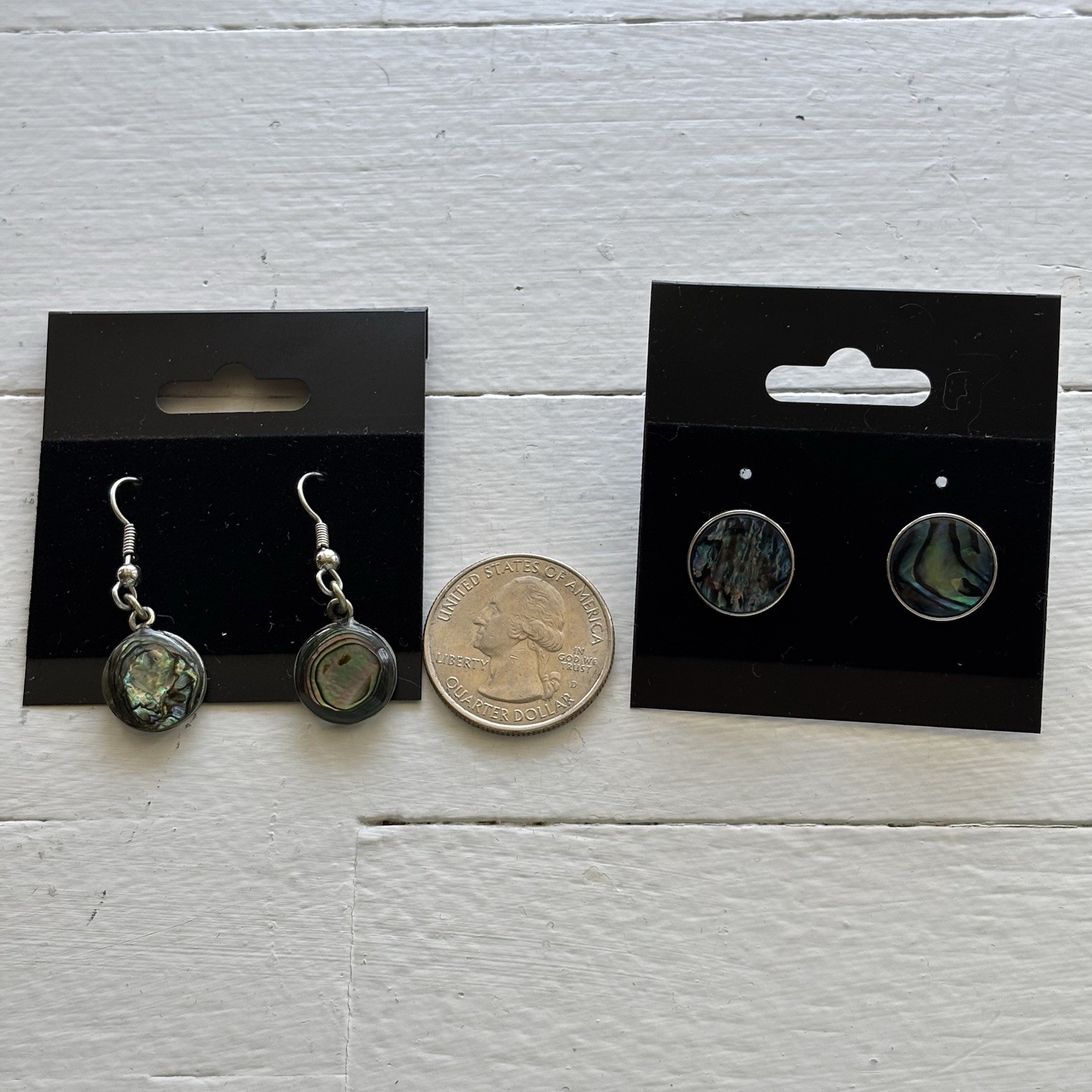 Abalone Shell Earrings 2 Pr Stud Dangle Drop Natu… - image 5