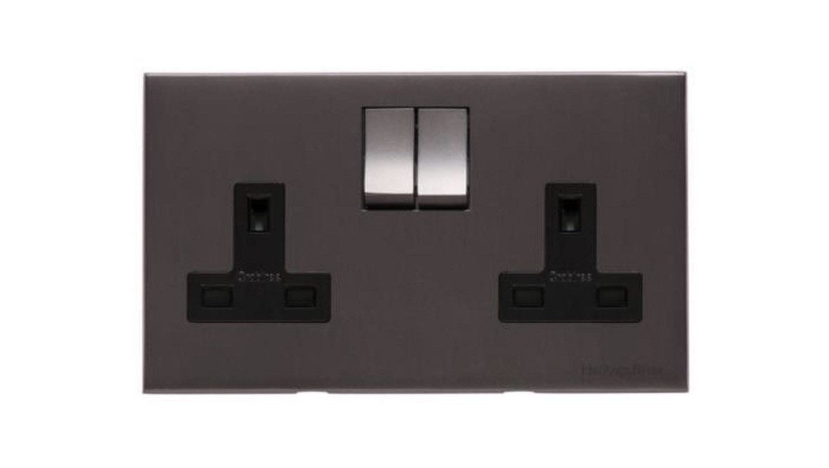 Heritage Brass - Matt bronze with Black Insert Double Socket Outlet