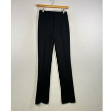 H M Pintuck Ribbed Leggings Womens Small Black High Rise Split Hem Slim Pants