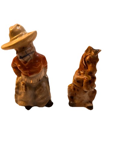 Ceramic Horse Cowboy Salt & Pepper Shakers Kitchen Table Decor Collectible Set