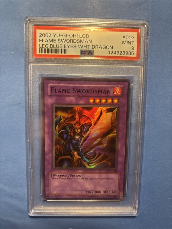 Yu-Gi-Oh! TCG Flame Swordsman LOB-003 Legend Of Blue Eyes Unlimited PSA 9 Mint