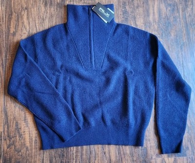 RLX Ralph Lauren Cashmere Golf Concept 1 Half Zip Sweater Navy Blue Sz L NWT