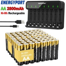 Lot AA Rechargeable Batteries 1.2V 2800mAh Ni-MH / LED Smart Battery Charger