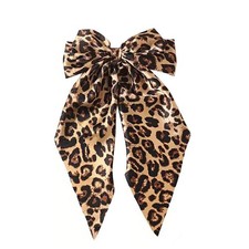 1 PCS Yellow Leopard Print Bow Hair Clip - Big Bow with Long Tail - Cheetah H...