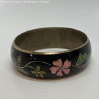 Vintage Chinese Cloisonne Black Enamel with Brass Floral Etching 31.1g — photo 3
