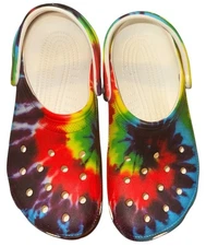 Crocs Classic Adult Rainbow Tye Dye Clogs Sandals Shoes Slides Women’s 8 Mens 6