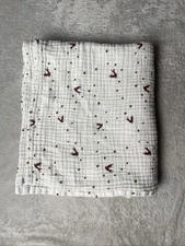 Aden Anais Baby Blanket Brown Sparrow Birds Tiny Leaves Leaf White Muslin Lovey
