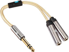 1/4 Splitter Cable, 6.35mm Stereo Male Plug to Dual 1/4" TRS 6.35mm Female Jack