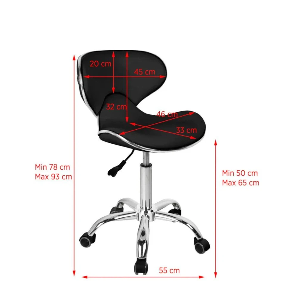 Black/Silver Cosmetic Stool Hydraulic Swivel Height Adjustable Gabbiano Q-4599 - Image 2 of 2