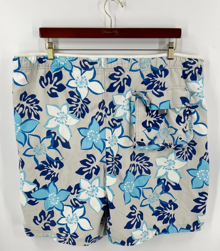 Wave Zone Swim Trunks Shorts Mens XL Blue Gray Tropical Floral Print Mesh Liner - Image 3 of 4