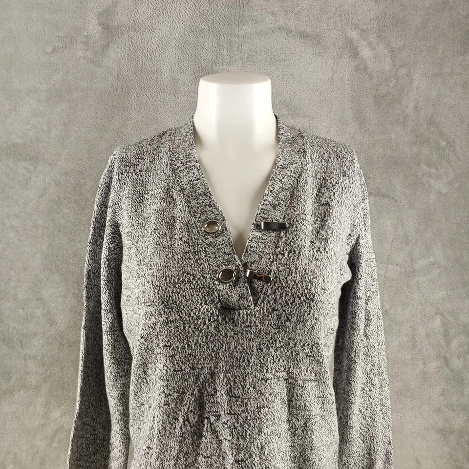 NUEVO CON ETIQUETAS KAREN SCOTT Hardware Henley Suéter PEQUEÑO (4-6) Blanco Negro 100% Algodón Foto 3 de 4