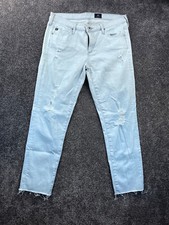 AG Adriano Goldschmied Jeans Womens 28 The Stilt Crop Cigarette Crop Ripped Blue