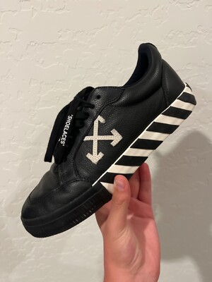 Off-White Low Vulcanized Calf Leather Black and White US 