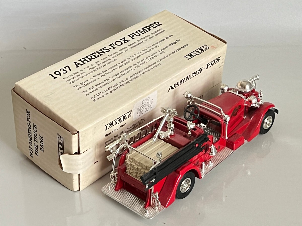 Ertl 1:30th Scale 1937 Ahrens-Fox Pumper Fire Truck Bank Ertl 1:30th Scale 1937 Ahrens-Fox Pumper Fire Truck Bank