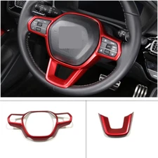 Red ABS Steering Wheel Decor Frame Trim 2PCS For Honda Civic 2022 2023