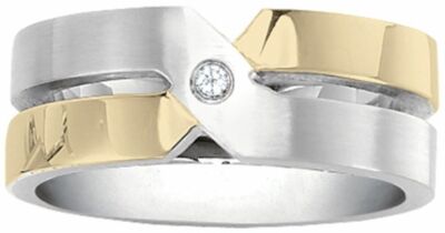 Dolan Bullock Milan Stainless Steel  18k gold w/diamond ring nrg10200d msrp $380