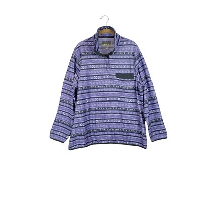 Jachs Cabin Snap Fleece Pullover Purple Nordic Fair Isle Stripe Womens XL 