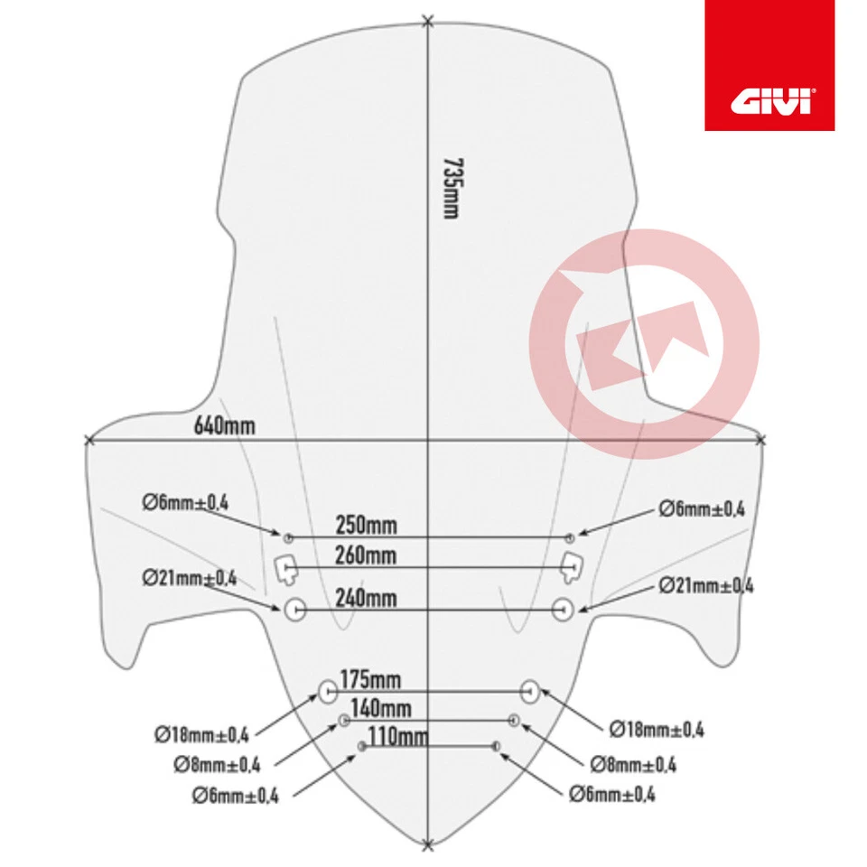 Set GIVI Pare-Brise Haut Transparent D2136ST pour Yamaha X-Max 400 2018-2021 - Photo 2/4