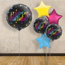 Colourful Happy Birthday Foil Balloon - Delivered Helium Inflated OR Flat