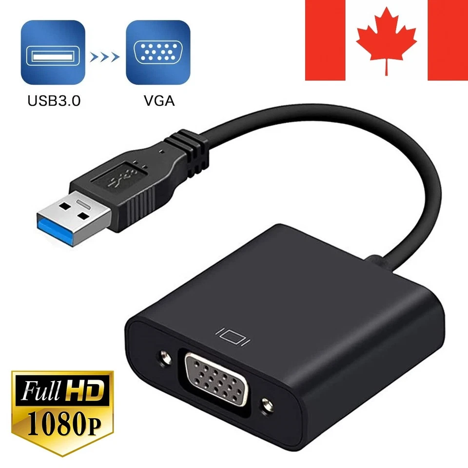 USB 3.0 to VGA Adapter Cable Converter Audio Video 1080P PC For TV HDTV Monitor