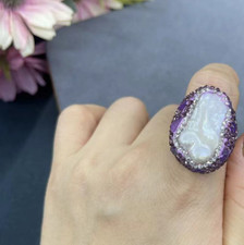 Cultural White Pearl Ring Handmade Unique Ring -